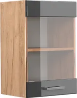 Vicco Küchenglasschrank R-Line, 40 cm, Anthrazit Hochglanz/Goldkraft Eiche