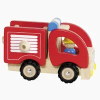 goki Feuerwehrauto rot Holz Gummieifen 17x9x11cm