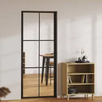 vidaXL Drzwi wewnętrzne ESG szkło i aluminium 83x201,5 cm czarne