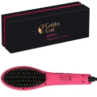 Golden Curl STR8 Keramik Haarglätter Bürste (Pink)