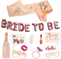 Oblique Unique JGA Hochzeit Accessoire Set - Bride to Be Schärpe + Folien Ballons + Fotorequisiten