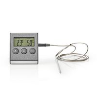 Nedis Fleischthermometer | Alarm / Timer | LCD-Anzeige | 0 - 250 °C | Schwarz / Silber NE550702673