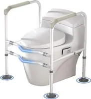 JOIEYOU Aufstehhilfe Toilette WC Stehhilfe Höhenverstellbar mit Armlehnen Toilettengestell Toilettenstützgestell Toiletten Haltegriffe Ohne Bohren für Seniore und Behinderte, bis 200kg