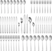 Deleca Besteckset 72-teilig für 12 Personen – Edelstahl Besteck glänzend – Messer, Gabeln, Löffel, Steakmesser, Kuchengabeln – Spülmaschinengeeignet