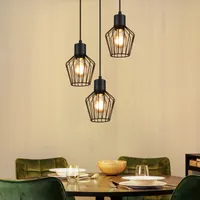 ZMH Pendelleuchte Esstisch Hängeleuchte Schwarz Pendellampe E27 3 Flammig Hängend Lampen Metall Lampenschirm Hängelampe Industrie für Küche