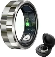 Smart Ring, Smart Ringe mit Kalorien-/Herzfrequenz-/Blutsauerstoff-/Schlafüberwachung, mit Ladeetui, für Android 6.0+ und iOS 11.0+ (Silber, 9#)​