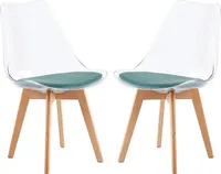 IPOTIUS Sada 2 jídelních židlí SGS Sametový sedák s masivní bukovou nohou, skandinávský design Čalouněné kuchyňské židle Židle kuchyňské dřevo, průhledné a kaktusové