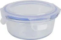 AXENTIA Glas-Frischhaltedose mit Kunststoffdeckel, 400 ml, rund, aus Borosilikatglas mit Dichtungsring, hitzebeständig bis 400 °C