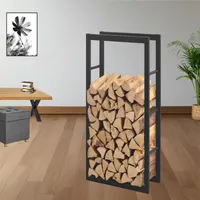 STADO | Kaminholzregal | Metall | Schwarz | 60x150x25cm | Brennholzregal | Feuerholzregal | Kaminholzhalter | Stapelhilfe | Innen- und Außenbereich