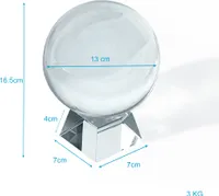 Intirilife Glaskugel mit Ständer in KRISTALL KLAR 130 mm – Kristallkugel mit Glasständer perfekt geeignet für Fotografie, Meditation, Dekoration uvm. – Kristallball Glasball Fotokugel