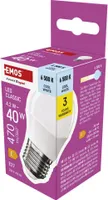 EMOS LED Lampe Mini Globe, 4,2W Ersatz für 40W Glühbirne, kleine Birne mit E27 Sockel, Helligkeit 470 lm, Kaltweiß 6500 K, 30000 h Lebensdauer, ZQ6E24