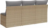 vidaXL Gartensofa mit Kissen 3-Sitzer Beige Poly Rattan