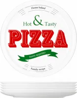 6er Set Pizzateller Hot & Tasty rot / grün Ø 30cm weiß Pizza XL-Teller Platte