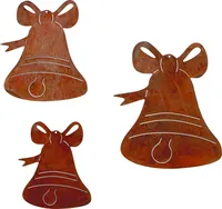 Rostikal Weihnachten Deko Glocke Set Fensterdeko hängend Weihnachtsdeko Metall Rost Gartendeko