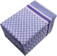 10er Set Geschirrtücher, 50x100 cm, 100% Baumwolle, blau kariert, Gastronomiequalität