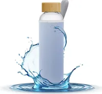 Aquafloow Glasflasche 0,7 Liter - Trinkflasche Glas 700ml mit Neoprenhülle - violett