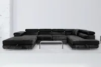 Sofiland Aller U 345x202cm rohová rozkladacia pohovka vpravo, funkcia spánku a 2 zásuvky na lôžko, čierna