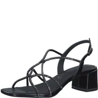 Tamaris Damen Sandalette Riemchen Sandale Karree Metallic Strass 1-28236-20, Größe:38 EU, Farbe:Schwarz