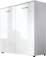 Kommode / Schuhschrank Malaga 4 in weiß, bis 16 Paar Schuhe Gr. 46, 88 cm breit
