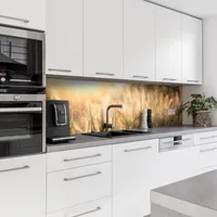 Dedeco Küchenrückwand Motiv: Dünengras V4, 3mm Acrylglas Plexiglas als Spritzschutz für die Küchenwand Wandschutz Dekowand wasserfest, 3D-Effekt, alle Untergründe, 220 x 60 cm
