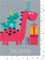 Friendly Fox Einladung Dino Geburtstag, 12 Einladungskarten Dinosaurier zum Kindergeburtstag Junge Mädchen, Geburtstagseinladung Dino
