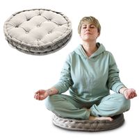 Bodenkissen Yogakissen sitzkissen rund 58 cm -  Meditationskissen XL Garten Outdoor kissen yoga und meditation groß floor cushion für balkon und kinderzimmer hellgrau