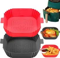 IntiMeg 2 Stück Silikon Backform Für Heißluftfritteuse, Zubehör für die Heißluftfritteuse, Silikon-Backblech, Backpapier, Grau und Rot