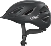 ABUS Stadthelm Urban-I 3.0 - Fahrradhelm mit Rücklicht, Schirm und Magnetverschluss - für Damen und Herren - Schwarz Matt, Größe L