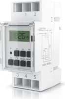 BEARWARE Digitálny časovač - pre DIN lišty v rozvádzačoch - 2 svorky vstup, 3 svorky výstup - 16A/3680W - min. interval spínania 1 minúta - LCD displej - manuálny režim