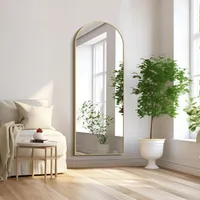 OKWISH Bogen Ganzkörperspiegel –Gewölbter Standspiegel Groß-Wandspiegel im minimalistischen Design –Standspiegel mit Metallkante –Gold –160 x 60 cm