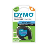 DYMO Original LetraTag Etikettenband | schwarz auf blau | 12 mm x 4 m | selbstklebendes Kunststoffetiketten | für LetraTag-Beschriftungsgerät