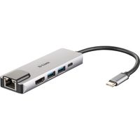 D-Link DUB-M520 USB-C 5-Port USB 3.0 Hub mit HDMI, Ethernet, USB-C Ladeanschluss