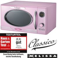 Melissa 16330125 CLASSICO Retro Pink Rosa 25 Liter Mikrowelle mit Grill