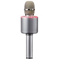 Lenco BMC-085SI Karaoke-Mikrofon mit Bluetooth, Lautsprecher und Beleuchtung - silber