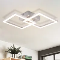 ZMH Deckenlampe LED Deckenleuchte Wohnzimmer Modern Design Küchenlampe 24W 4000K Wohnzimmerlampe Flurlampe Neutralweiß Schlafzimmerlampe Flur Deckenbeleuchtung Eckig Silber für Esszimmer Büro