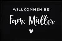 Fußmatte Willkommen bei Familie [Wunschname] Herz personalisiert rutschfest & waschbar SpecialMe® weiß 60x40cm