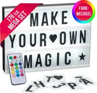 EASYmaxx LED-Leuchtkasten in Schwarz/Weiß mit 173 Buchstaben & Symbole