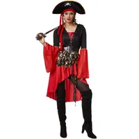 Verführerische Piratin Seeräuberin Damenkostüm khaki-schwarz-weiss ,  günstige Faschings Kostüme bei Karneval Megastore