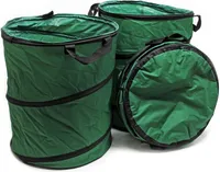Wiltec 3x Laubsack rund 100l Grün Pop Up Faltbar 600D-Oxford-Polyester Abfallsammlung Rasensack Gewebesack Robust Gartenabfälle
