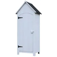 Rootz Gartenschrank – Gartenschrank – Geräteschuppen aus Holz – Werkzeugschrank – Weiß – 77,5 x 54,2 x 179,5 cm