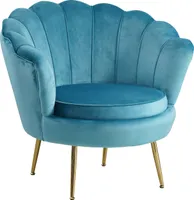 SalesFever Muschel-Sessel | Bezug Samt-Stoff | Gestell Metall goldfarben | B 78 x T 76 x H 78,5 cm | blau