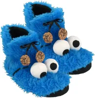 Sesamstraße Hausschuhe - Krümelmonster 3D Plüsch Booties Stiefel Cookie Monster Blau, Größe:43-44
