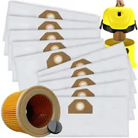 10 sáčků do vysavače s 1 filtrem vhodných pro Kärcher KFI 357 KFI357 KA 40 2.863-314.0 WD2 Plus WD3 WD3s WD4 WD5 WD6 Náhradní sáčky do vysavače