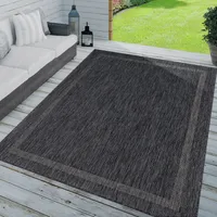 TT Home In-& Outdoorteppich Wetterfest Terrasse Küche Modern Mit Umrandung Unifarben Größe 80x250 cm