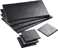 MALACASA, Serie Nature.Slate, 8-teilig Set Schieferplatten, Beinhaltet 4 Große Servierplatten und 4 Kleine Schieferuntersetzer