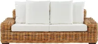BELIANI Gartensofa Natürlich Cremeweiß Rattan 3-Sitzer für Garten für Terasse für Innenbereich für Aussenbereich