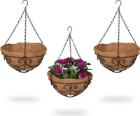 relaxdays Blumenampel 3er Set Kokos