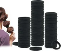 Haargummis für dickes Haar, Haarbänder für Damenhaar, Pferdeschwanzhalter, schmerzfreie schwarze Haargummis für Mädchen, keine Schäden, 50 Stück