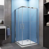 80x80x185cm Eckeinstieg Schiebetür Duschtasse Duschabtrennung Duschtür Dusche Mit Duschwanne