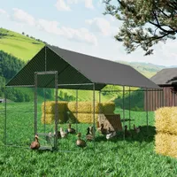 WISFOR 17.82㎡ Kurinec Malý kurník Voľný výbeh Malý výbeh Voliéra Voľný výbeh Klietka pre kurčatá, veľkosť XXL: 300 x 602 x 276 cm